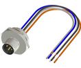 Connecteur cylindrique, M12, Fiche, Droit, Pôles - 5, Bloc serre-fil, Montage sur panneau